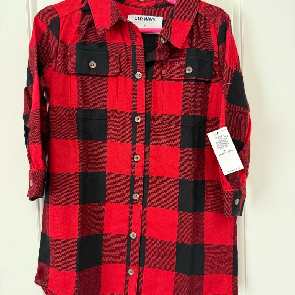 Old Navy Kids Red and Black Plaid Dress